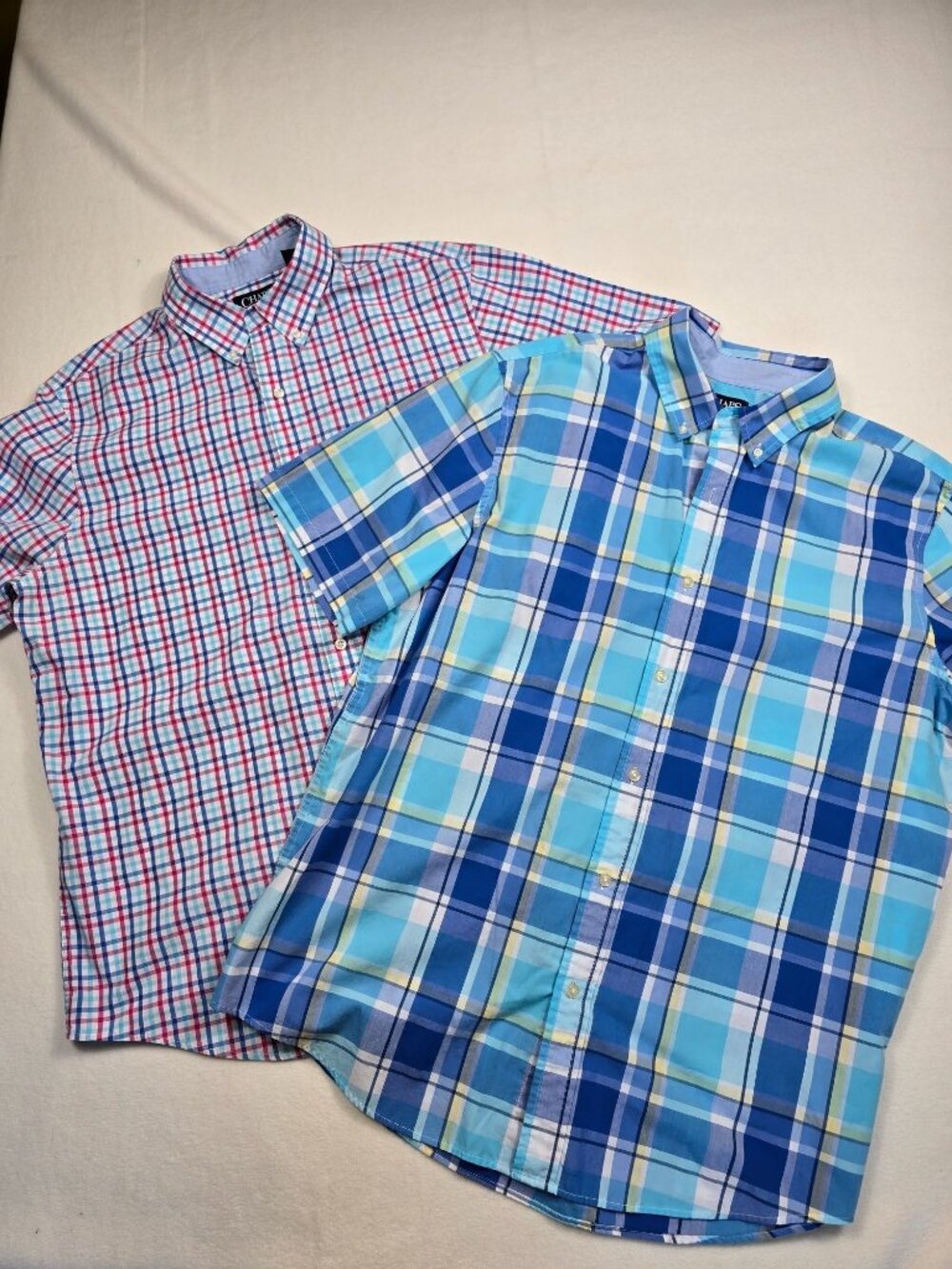 Chaps Easy Care Mens XL Plaid Button-Down Shirts Set Of 2